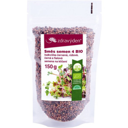 Zdravý den Seed Mix for Germination 4 BIO - Red, Pink, Black and Purple Radishes 150g