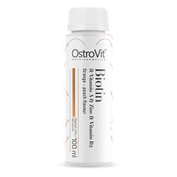 Biotin & Vitamín A & Zinek & Vitamín B2 Shot 100ml, pomeranč - broskev