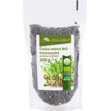 Healthy Day Zielona soczewica francuska Organiczne nasiona do kiełkowania 200g